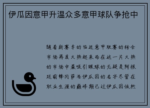 伊瓜因意甲升温众多意甲球队争抢中